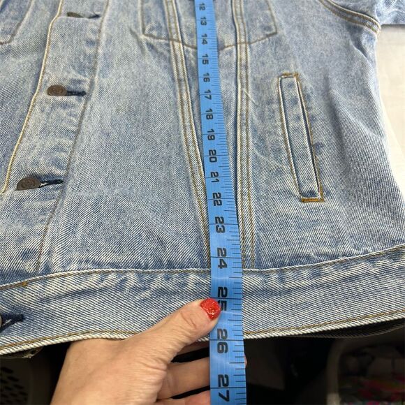 Vintage Hard Rock Cafe Orlando Unisex XL Blue Denim Bomber Jacket Music Flawed - Picture 11 of 16